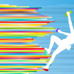 Colourful rock climbing