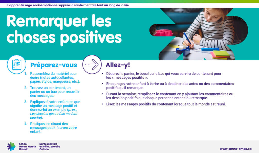 Instructions pour "Remarquer les choses positives"