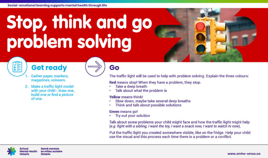 Stop, think and go problem solving instructions