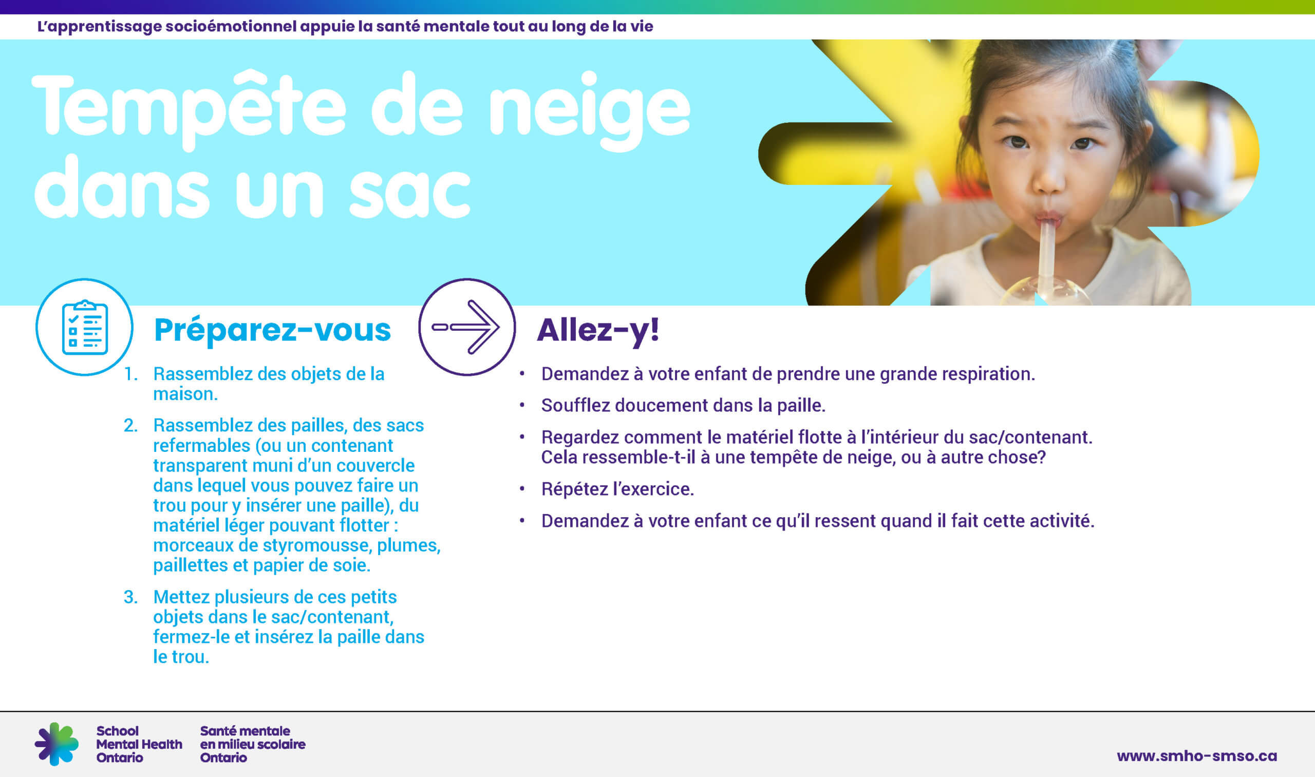 Instructions pour "Tempête de neige dans un sac"