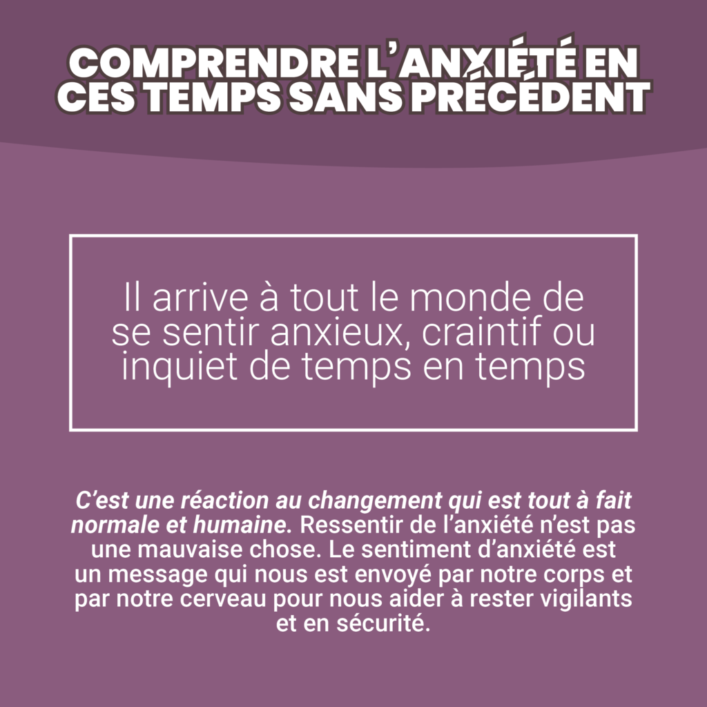 Texte sur le fait de considérer l'anxiété comme un sentiment normal. Une description complète est fournie ci-après.