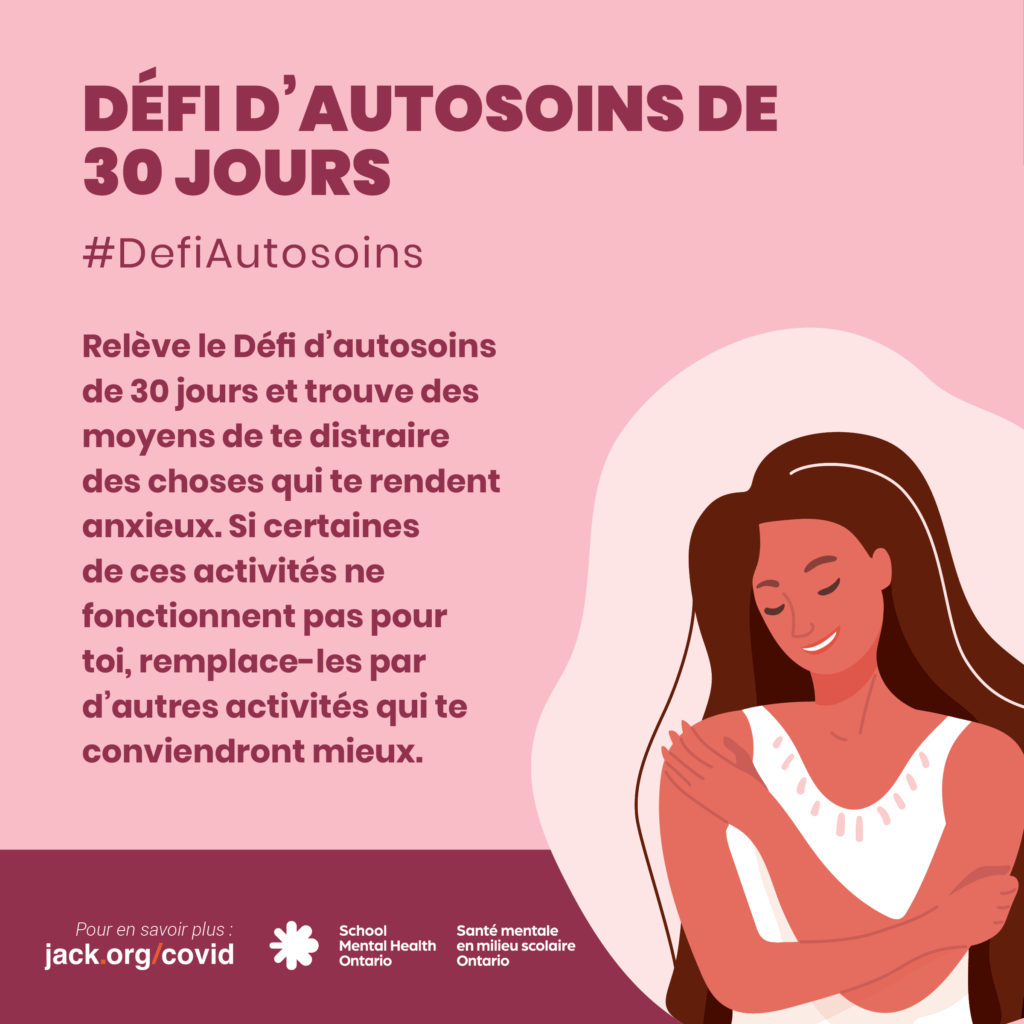 Texte accompagné de l'image d'une personne qui se donne un câlin. Une description complète est fournie ci-après.