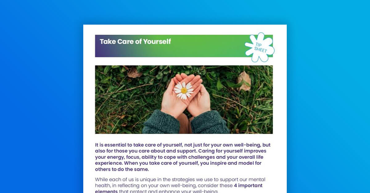 Personal Resiliency Tips - Take Care of Yourself