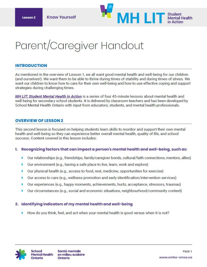 Parent/Caregiver Handout - Lesson 2