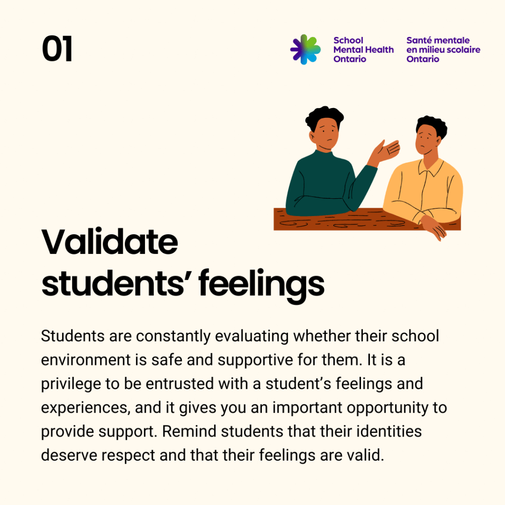 01 Validate students’ feelings. A full description follows.