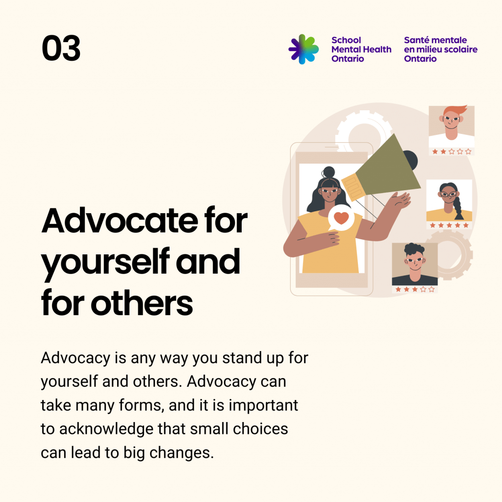 03 Advocate for yourself and others. A full description follows.