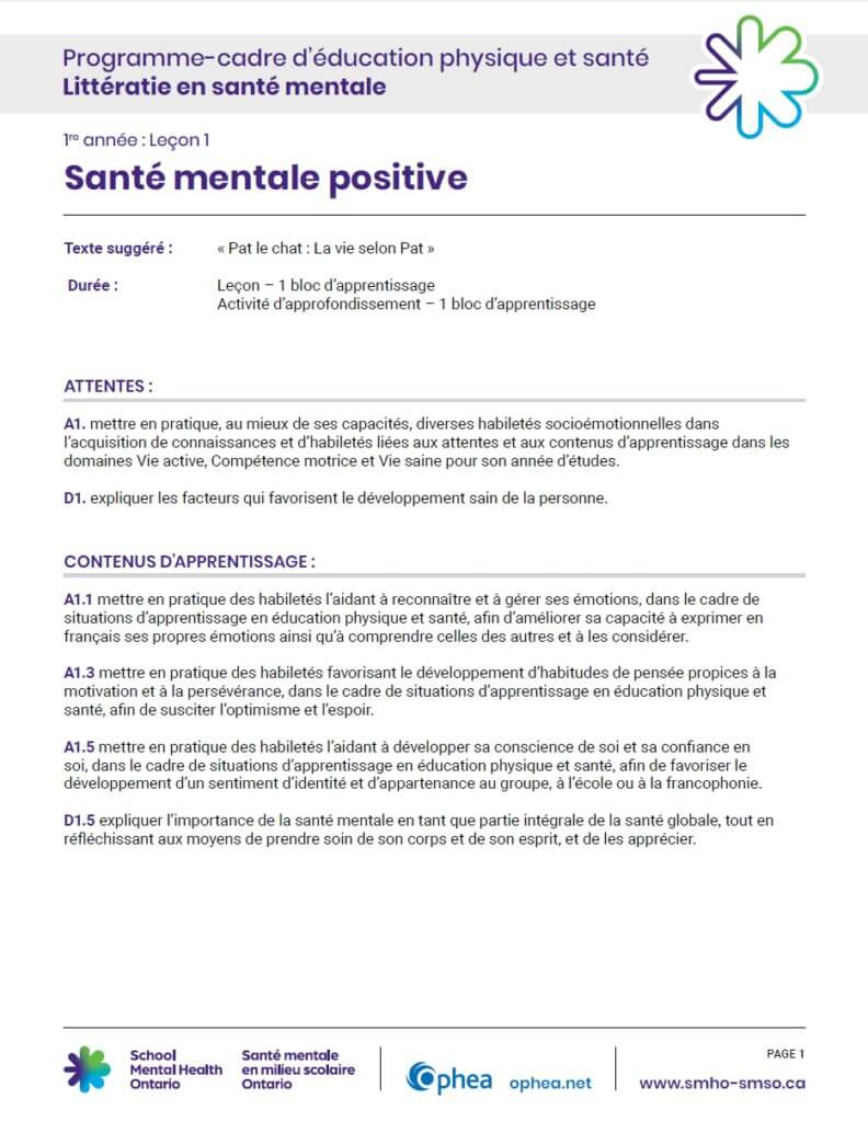 1re année : Leçon 1