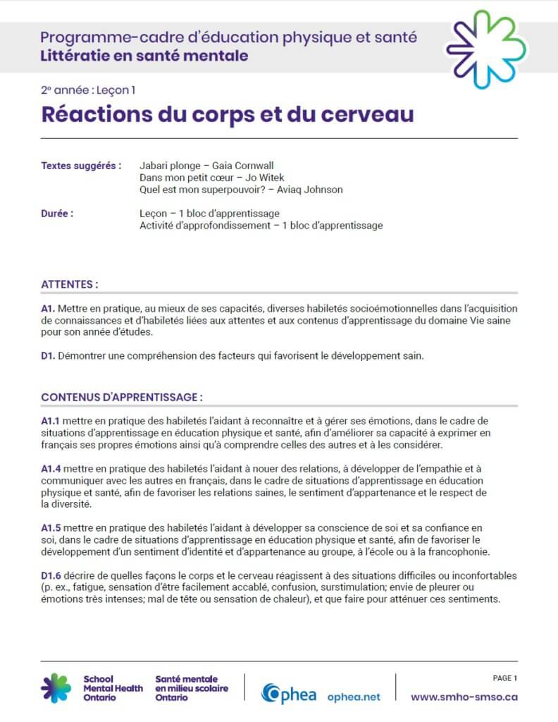 2e année : Leçon 1