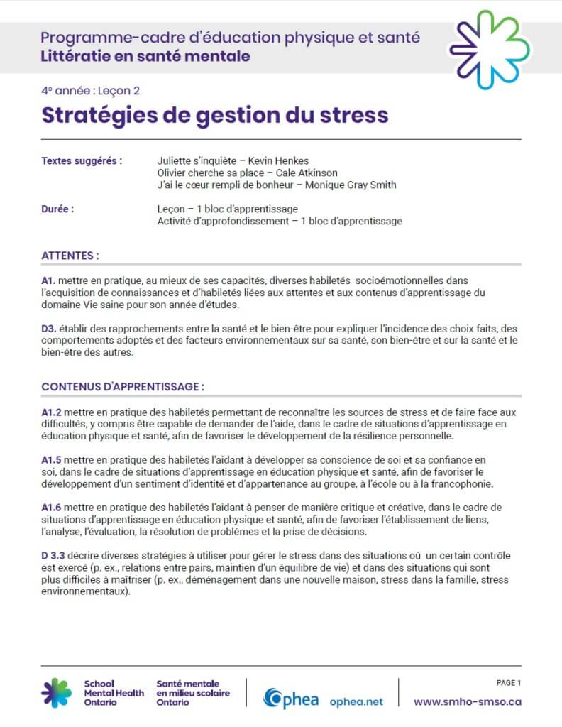 4e année : Leçon 2