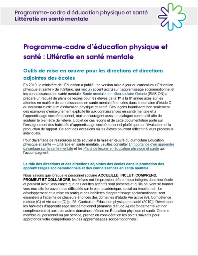 Programme cadre d'education-physique-et-sante-litteratie en sante mentale