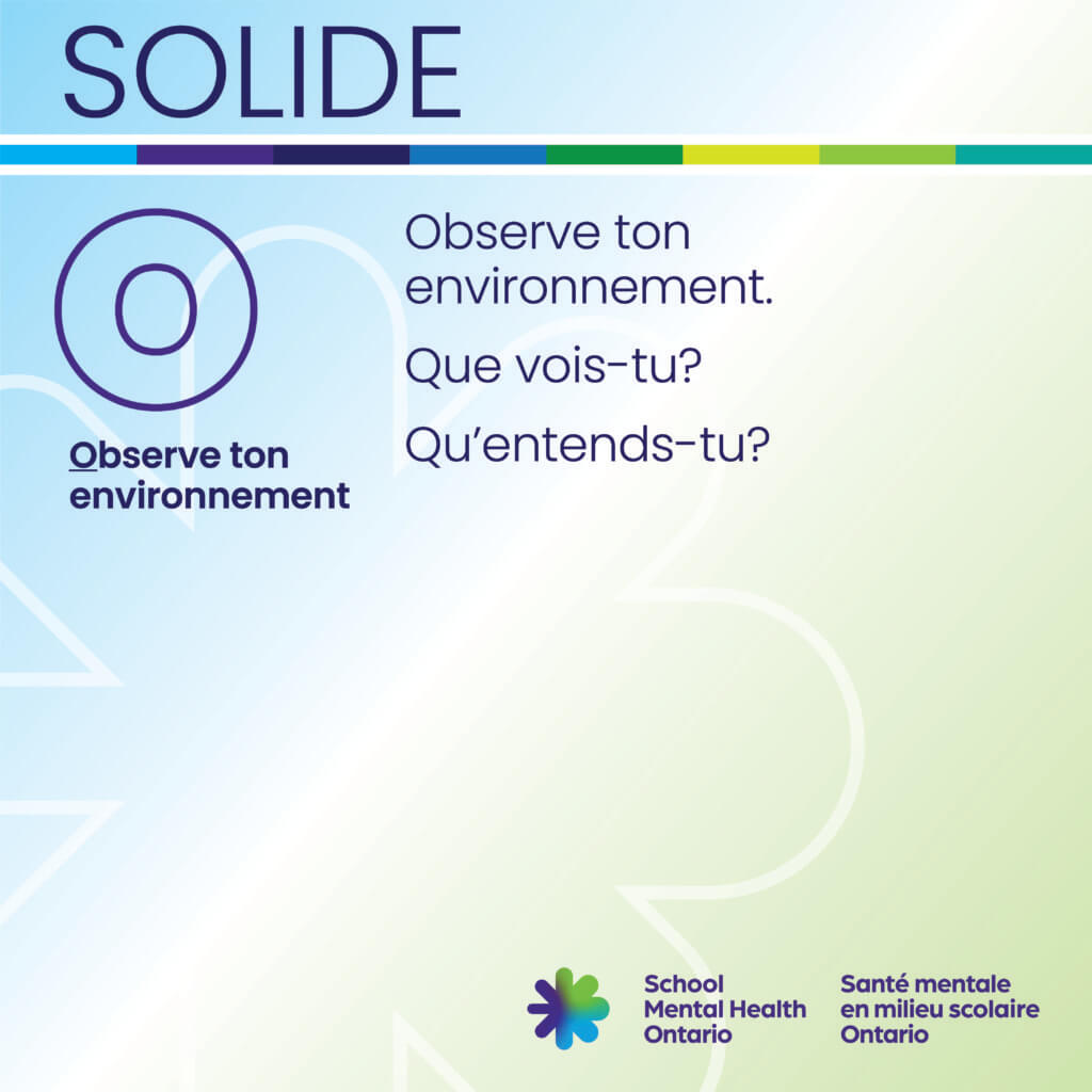 Texte O - Observe ton environnement. Une description complète est fournie ci-après.