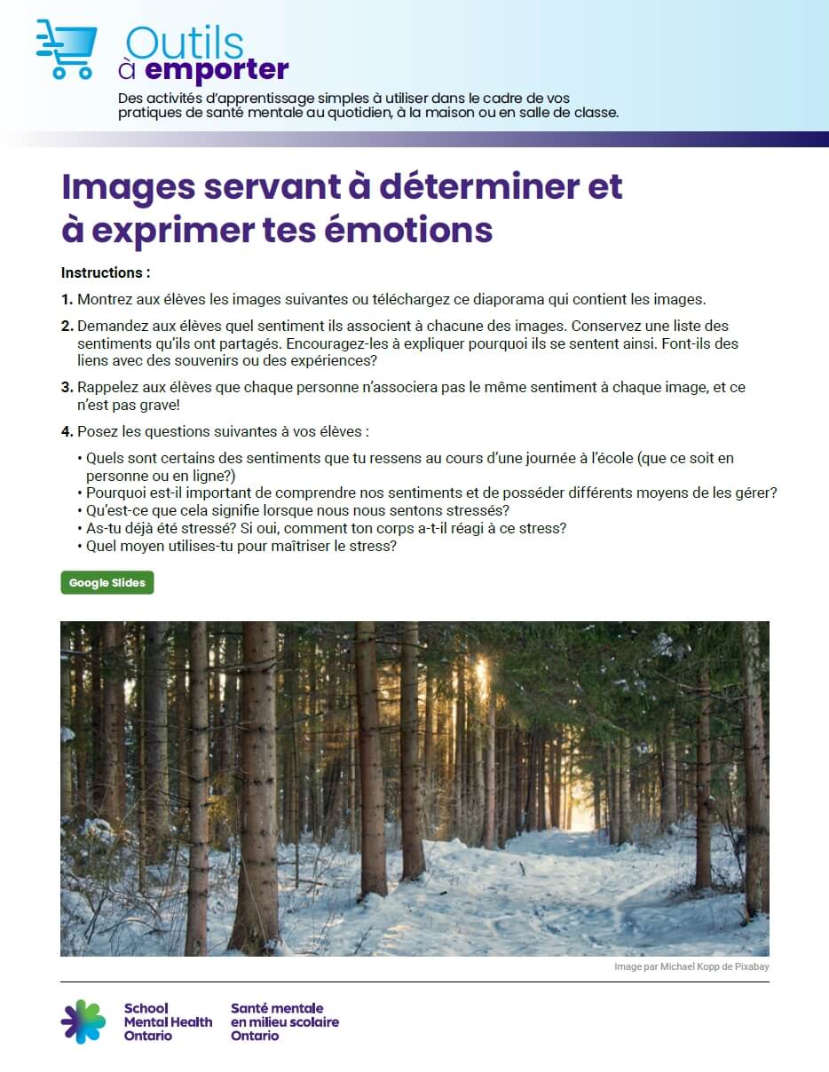 Images servant à déterminer et à exprimer tes émotions