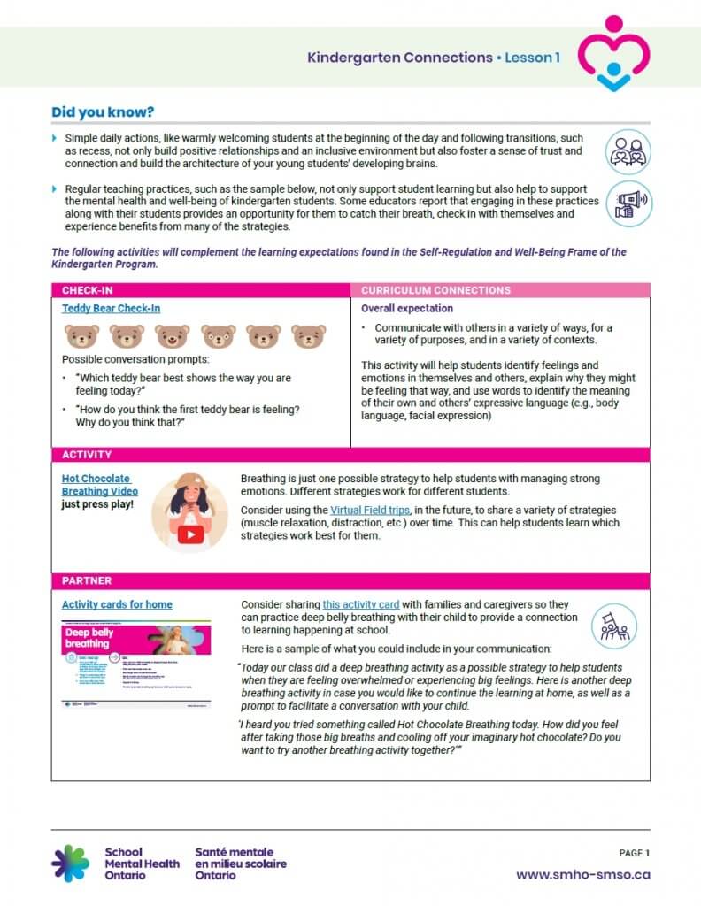 Kindergarten Connections - Lesson 1