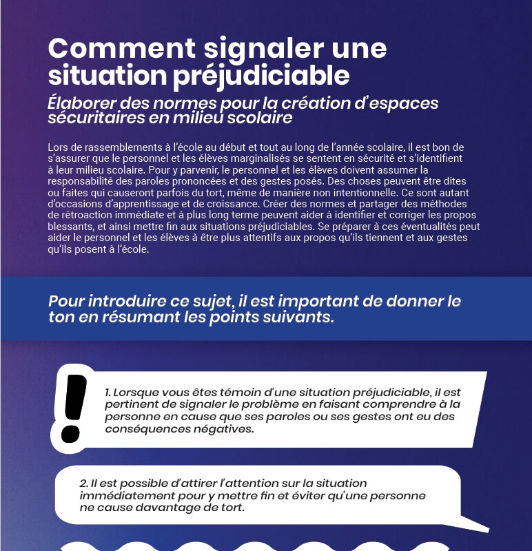 Comment signaler une situation préjudiciable - document d’appui