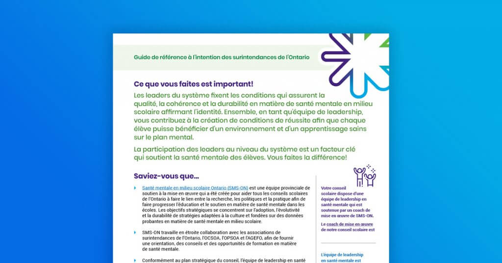Guide en matière de santé mentale à l’intention des surintendances de l’éducation