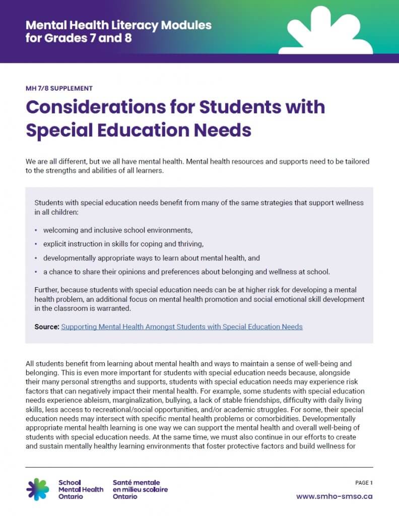 Considerations for Students with Special Education Needs
