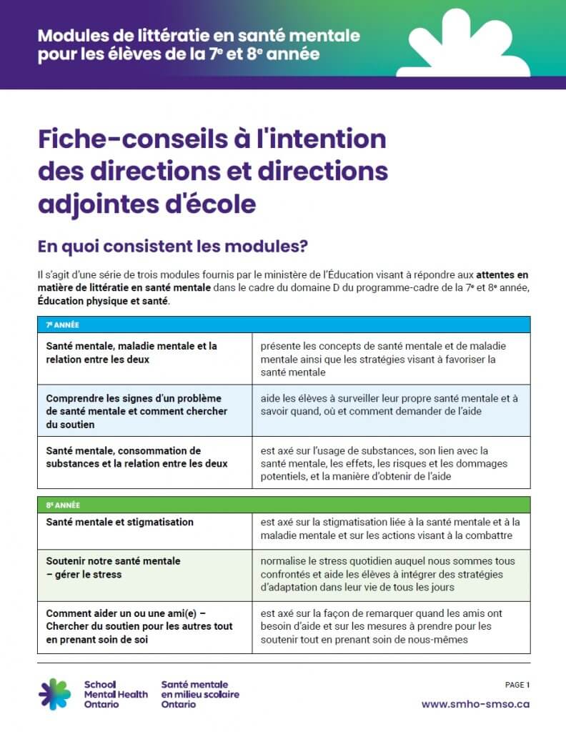 Fiche-conseils à l'intention des directions et directions adjointes d'école