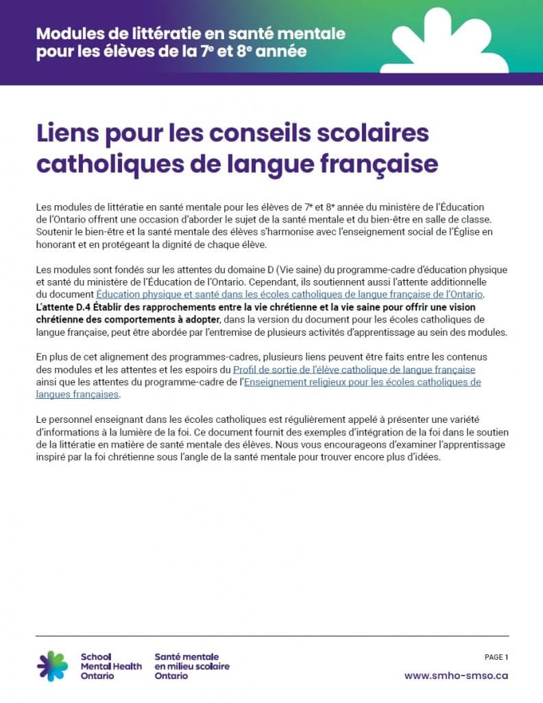 Liens pour les conseils scolaires catholiques de langue française