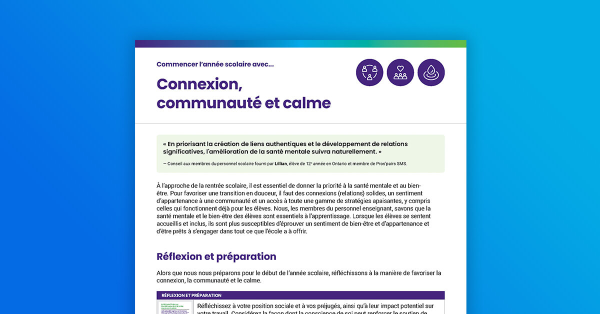 Commencer l’année scolaire avec connexion, communauté et calme