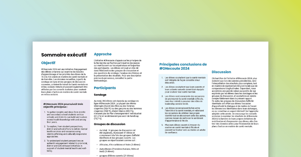 Sommaire exeutif
